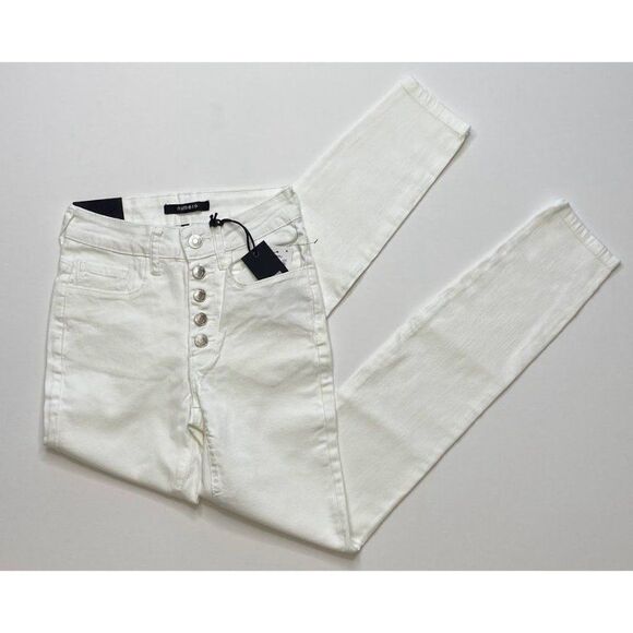 Numero Verona Ankle Skinny Jeans 27 White Juniors' Stretchy Exposed-Buttons NEW - Picture 3 of 9